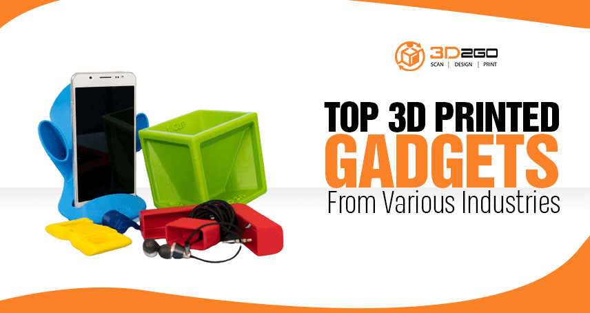 A blog banner by 3D2GO Philippines titled Top 3D Printed Gadgets From Various Industries