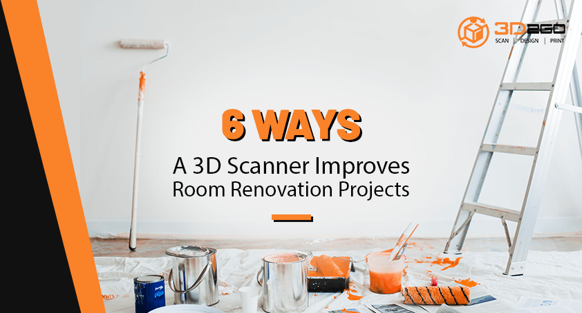 A blog banner by 3D2GO Philippines titled Ways A 3D Scanner Improves Room Renovation Projects