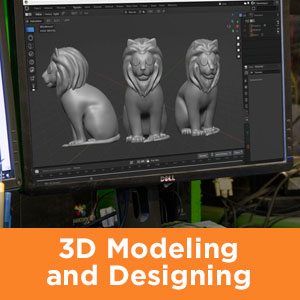 person 3d designing a statue
