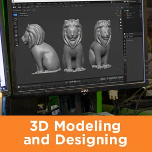 person 3d designing a statue