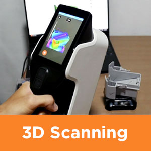 person 3d scanning an object